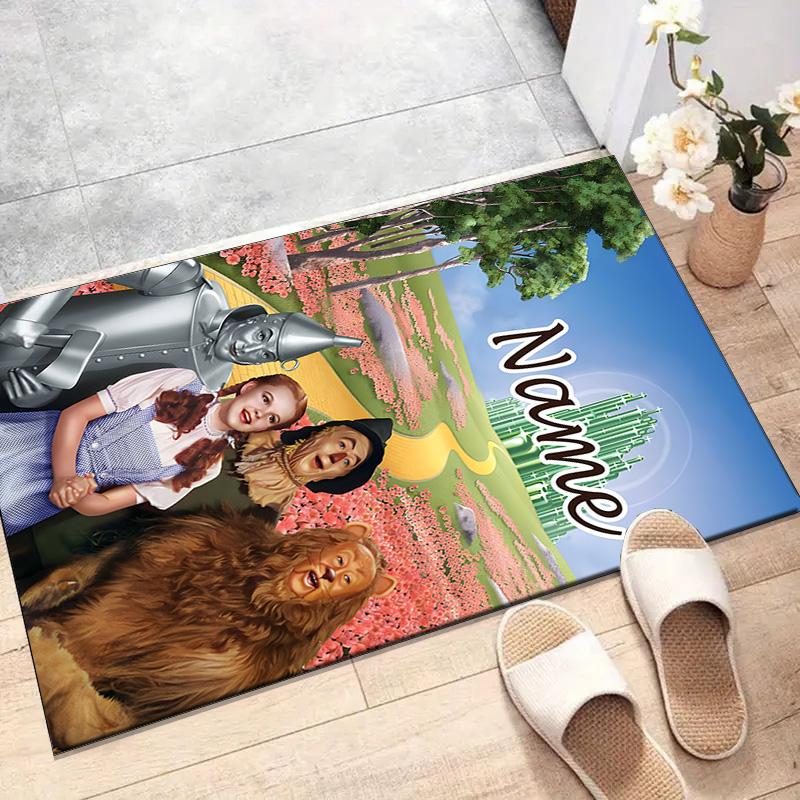 Custom The Wizard of Oz Mat Personalized Name, Polyester Washable Indoor Entryway Rug, Gift for Christmas, Easter, Thanksgiving Day