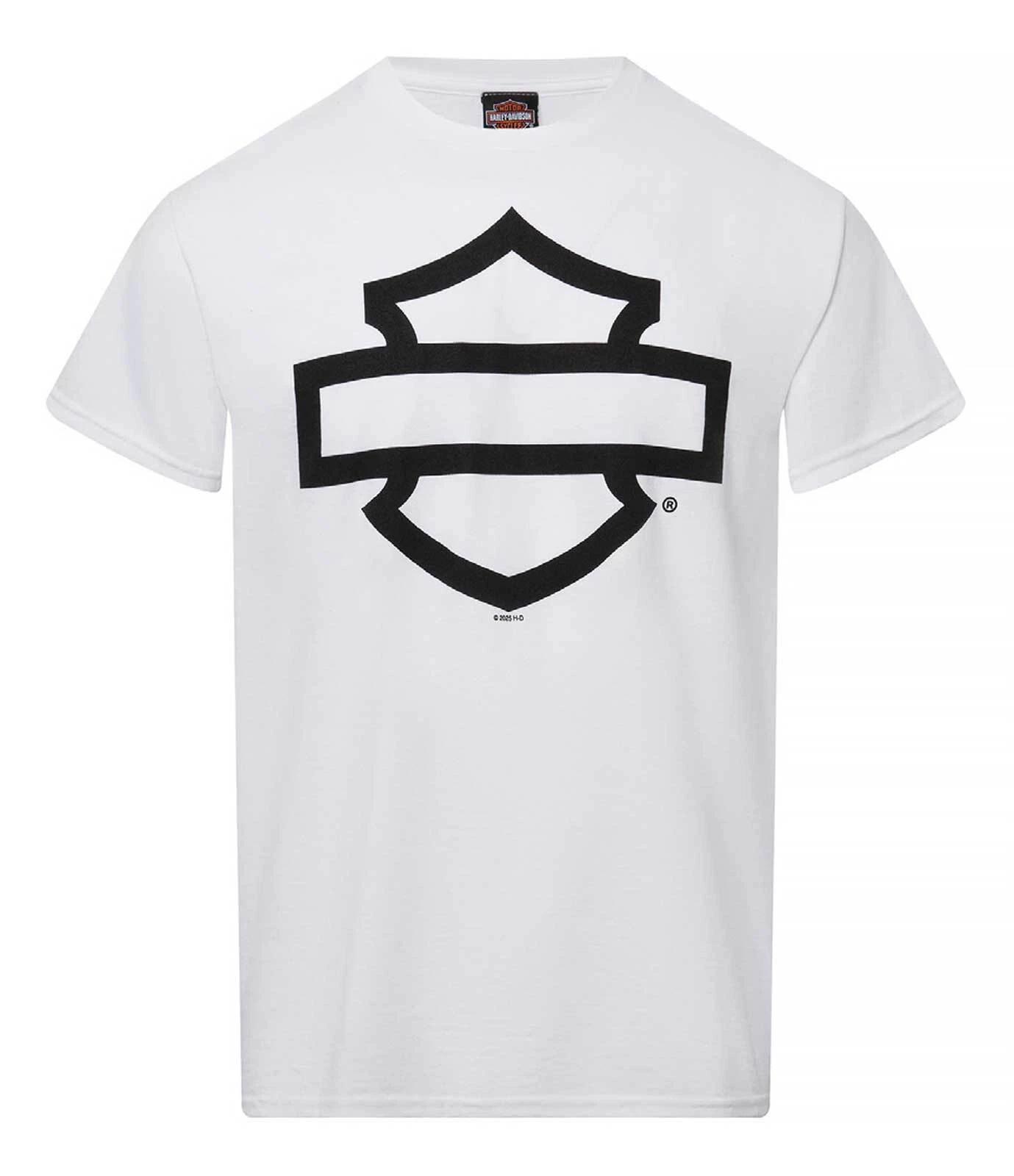 Harley-Davidson Men s Open Bar & Shield On White Short Sleeve Crew-Neck T-Shirt M