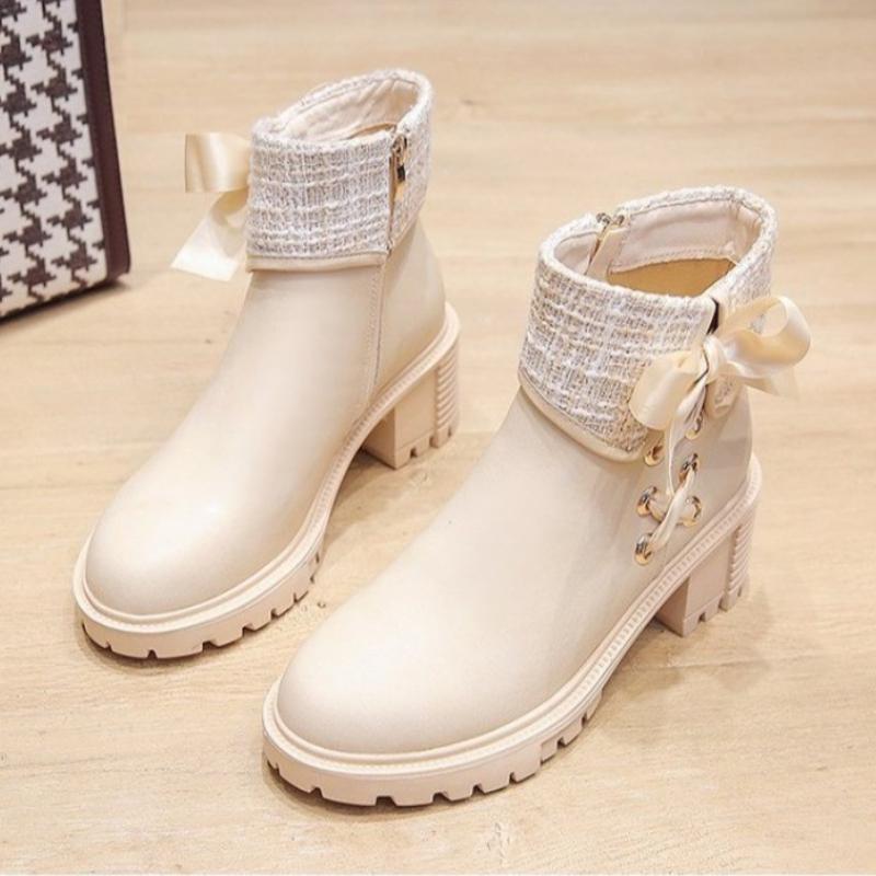 

Женские кожаные ботильоны на среднем каблуке, ботинки нового стиля, дизайнерские, на толстой подошве, зимняя обувь 40 бежевый