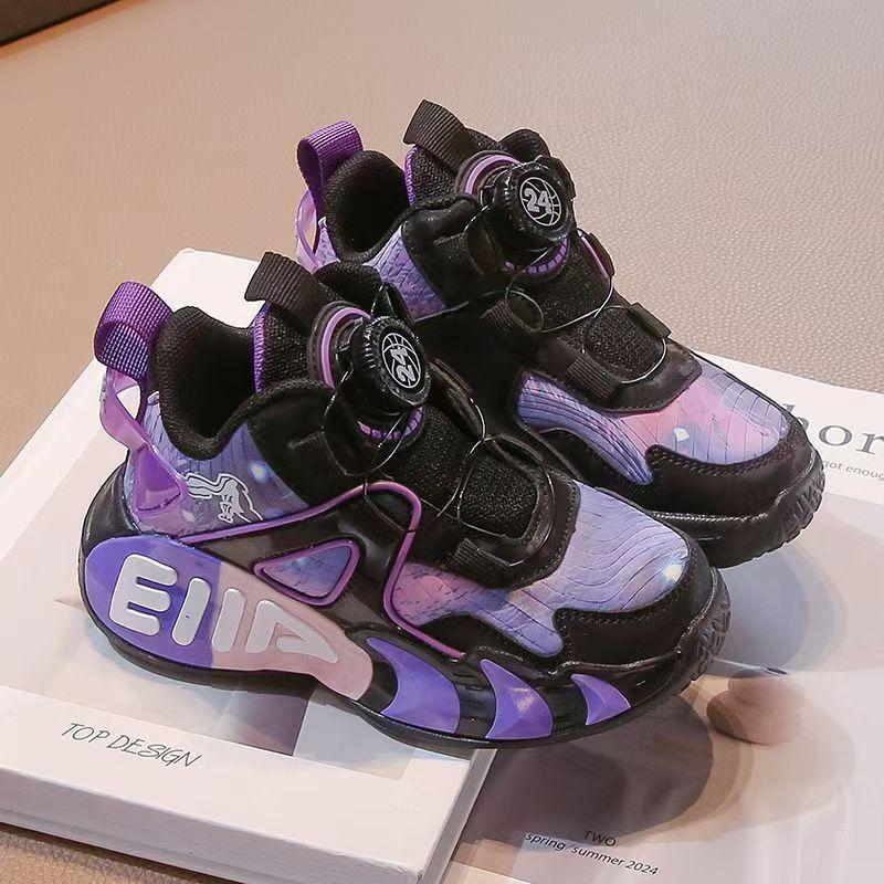 

Kids Rotary Buckle High Top Breathable Non Slip Basketball Sneakers 26