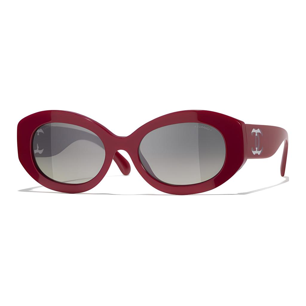 Chanel Logo Irregular Frame Sunglasses Women Sunglasses Red CH5528/175971