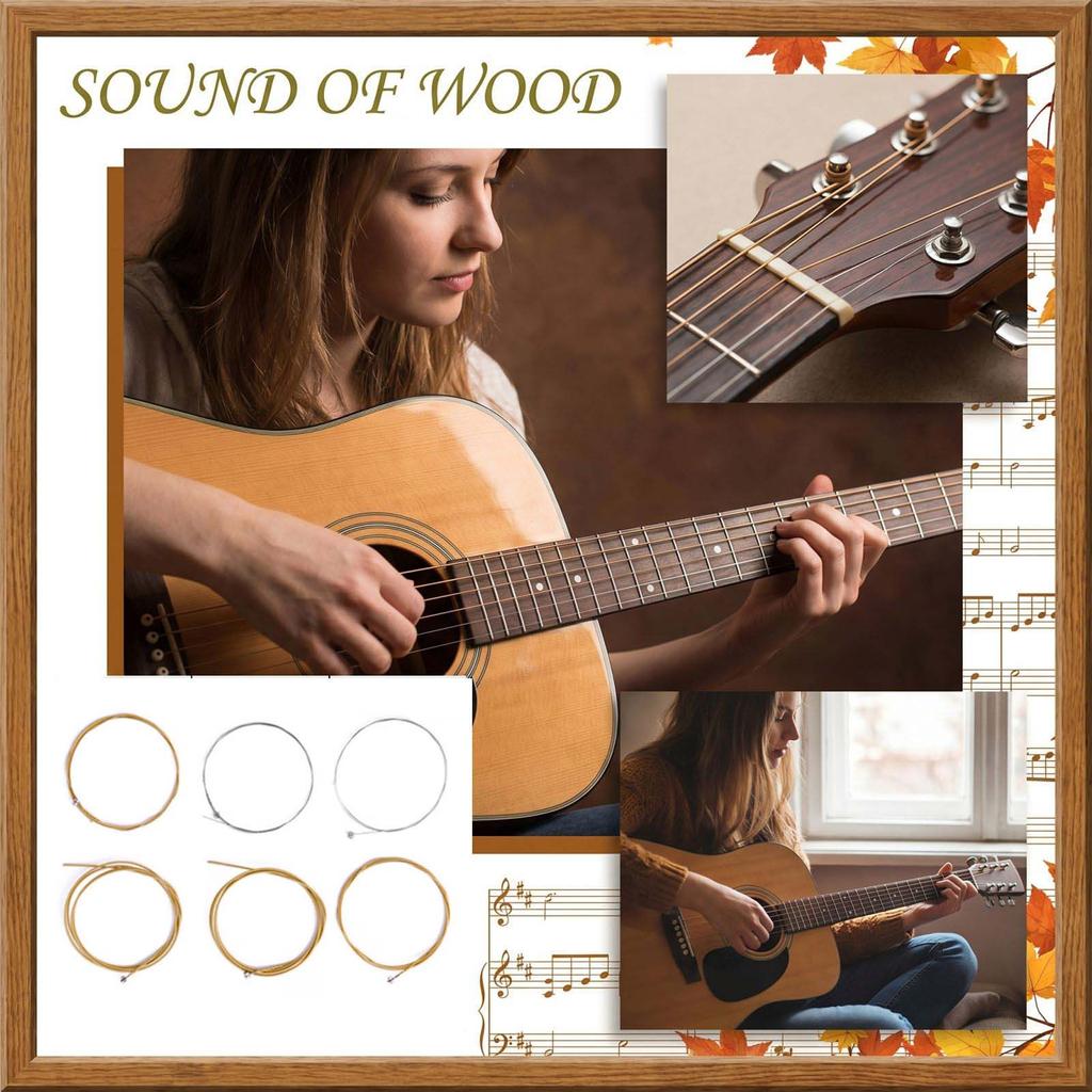 Acoustic Guitar Strings Set 6 Pieces Individual Packaging Steel Core Wound Strings Suitable for Standard Acoustic Guitar Replacement Strings