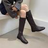 Tall Boots Women's Boots Fall and Winter Large Barrel Circumference Retro Small Gold Buckle Not Knee High Knight Boots