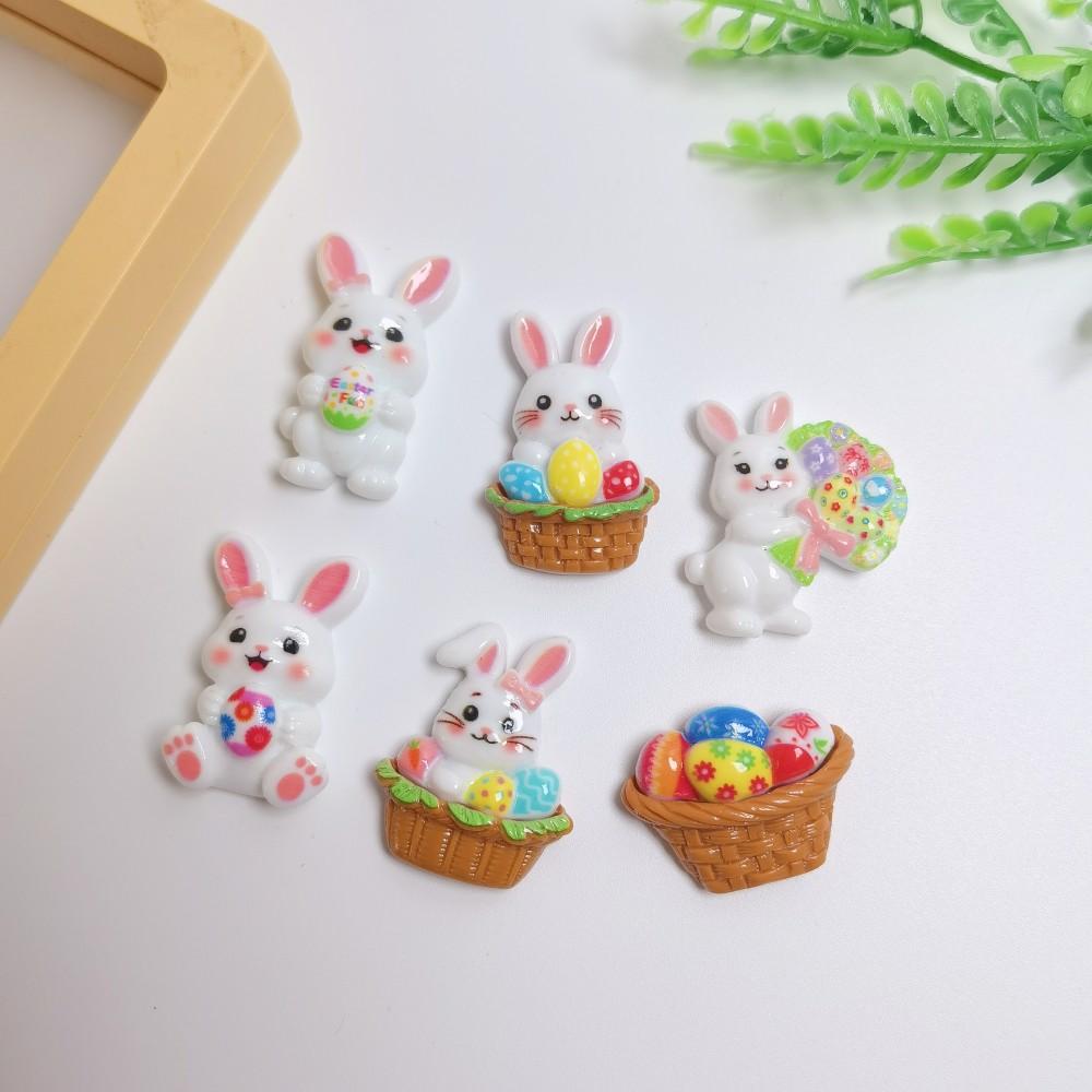 100PCS Resin Cartoon Easter Chicks Eggs Rabbit Flatback Cabochon for DIY Hair Bow Scrapbook Crafts Decorative Figurines