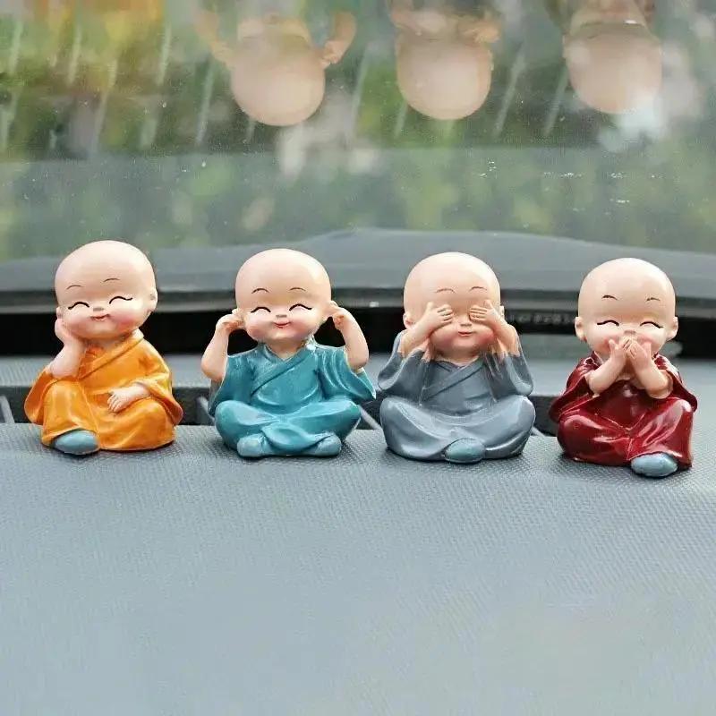 

4Pcs Resin Crafts Gift Lovely Monk Sculptures Monks Buddha Statues Buddha Dolls Table Decor Home Decoration Creative Crafts