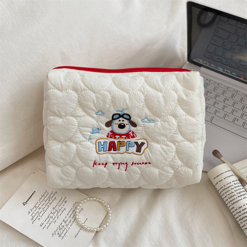 49211 Adorable Puppy Embroidered Cosmetic Handbag - New Cartoon Style Clutch & Storage Bag