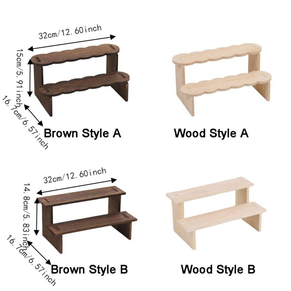 Wave Edge/Straight Edge Wood Display Shelf 2 Tiers Bracelet Bead Display Rack Living Room
