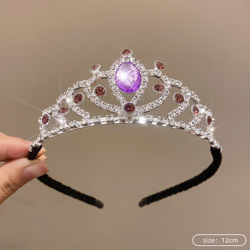 Children's Princess Crown Crystal Tiara Girls Hair Accessories High-end Atmosphere Dance Performance Birthday Gift Crown Bridal