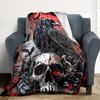 1pc Raven Skull Artwork Blanket, Lightweight Flannel Throw For Sofa, Bed, Travel, Camping, Livingroom, Office, Couch, Chair, And Bed,