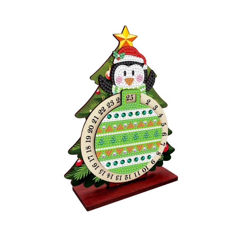 Christmas Number Panel Sign, Bead Art Holiday Accent for Desk Display with 1-25 Date Marker and Wood Stand Home