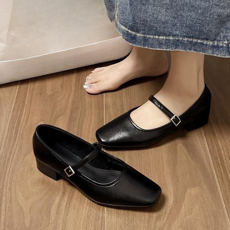 Fashion French Women's Singles Shoes 2025 New Spring and Autumn Korean Version Foreign Style Retro  Block Heel Mary Jane Shoes