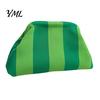 Large Capacity Cosmetic Pouch Woven Striped Clutch Purse for Woman, Pouch, Portable Party Knit Dumpling Bag, Kiss Lock Handbag Evening,