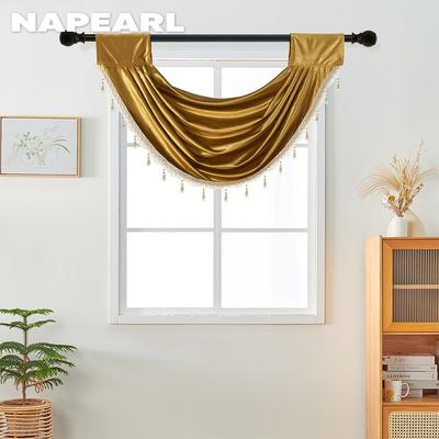 1 db NAPEARL Arany Luxus Csipkével Díszített Bársony Függönyfej Kis Ablak Dekorációhoz 70x42cm