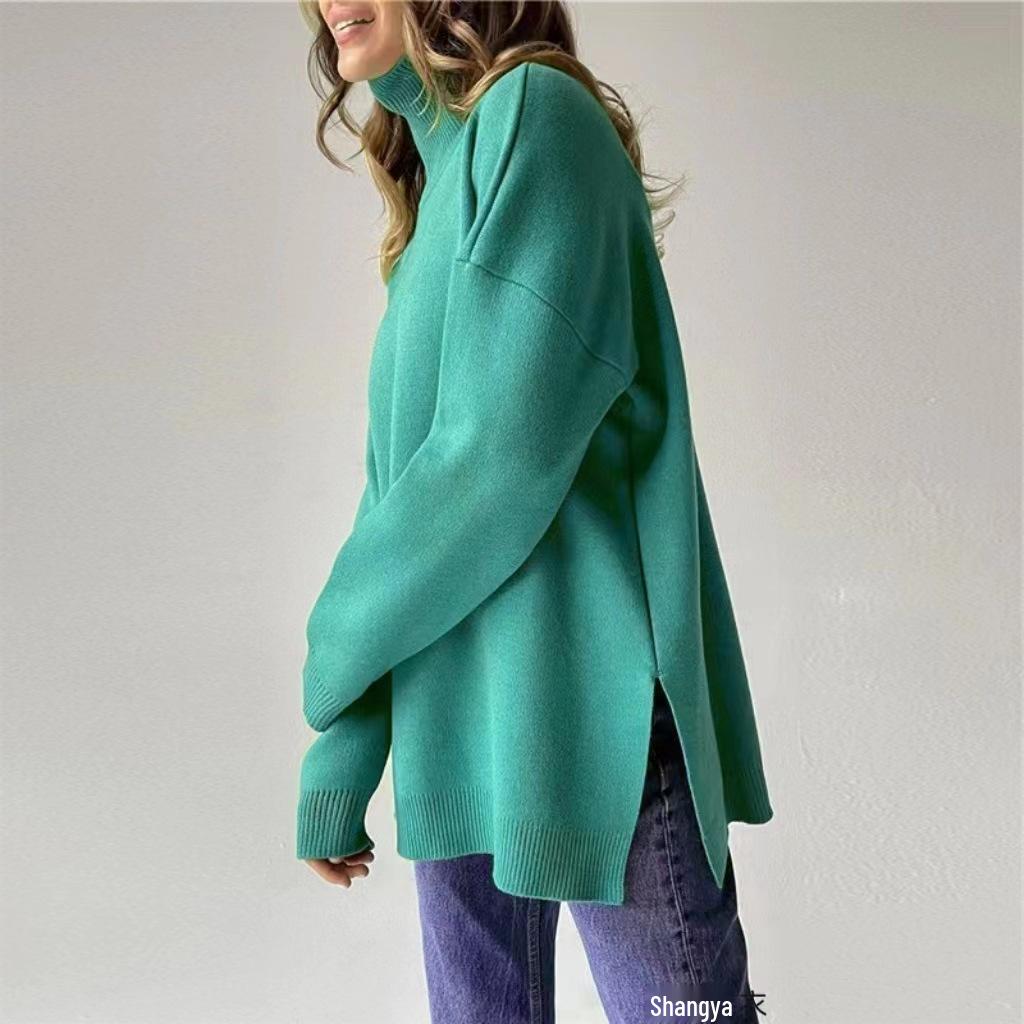 Women's High Neck Loose Knit Sweater - European and American Style, Autumn/Winter Collection (SY611#)