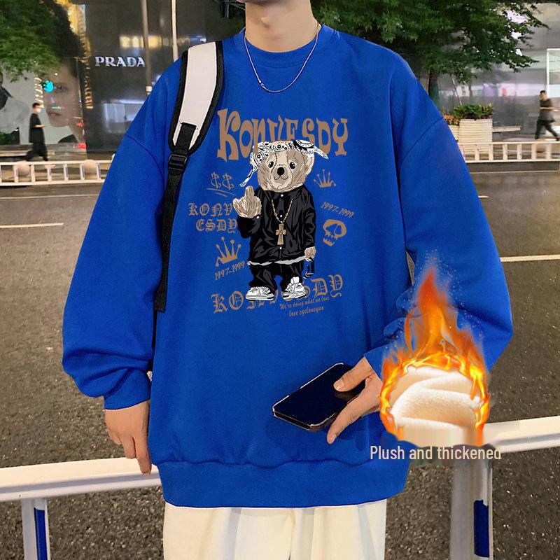 Herren Cartoon Sweatshirt 2023: Verdickt, Samt, Trendiges Allround-Herbst-/Winter-Unterhemd