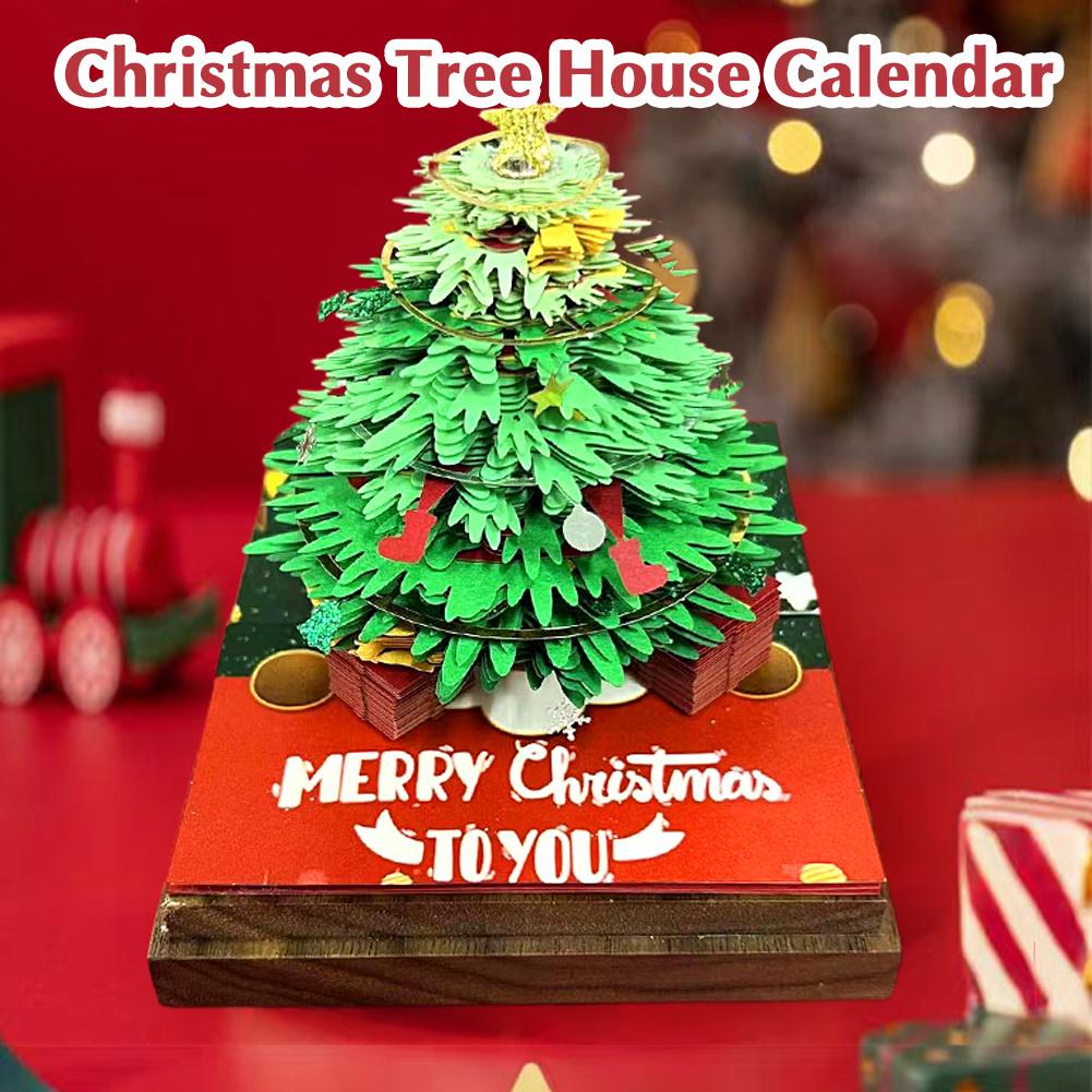 3D Desk Calendar 2025 Christmas Tree House Tear-Away Paper W Art 3D Year Gifts Christmas New LE Q4X4