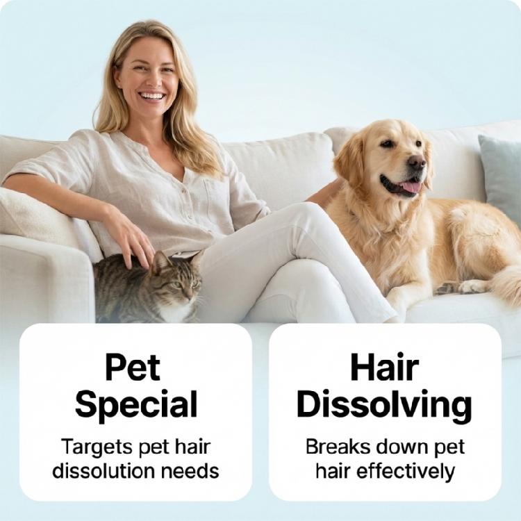 Fast Acting Pet Hair Dissolution Solution Safe For Washing Machines Removes Furs From Various Fabric Type