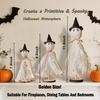 Halloween Decorations Indoor - 3 Set Primitive Halloween Ghosts with Hat, Wooden Stand Ghost Decor for Table Centerpieces, Mantels, Shelves, Vintage