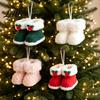 Decorative Fireplace Hanging Soft Plush Christmas Boot Ornament, Knitted Seasonal Tree Topper Pendant for Xmas Tree, Holiday Party Decor Handmade