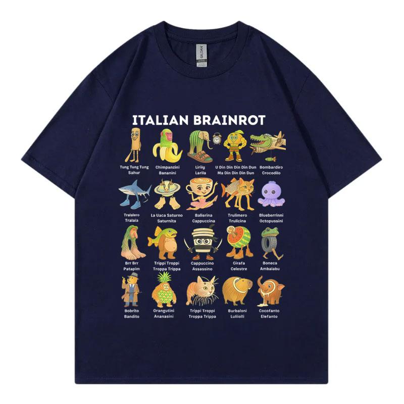 Funny Italian Brainrot Meme Tshirt Men Women Clothing Fashion Cartoon Short Sleeve T Shirt Summer Casual Loose Cotton Tshirts