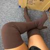 Sexy Slim Elastic Over-The-Knee Long Boots Brown Purple Pointed Toe High Heels Women'S Shoes Knitting Thin Socks Boots Large