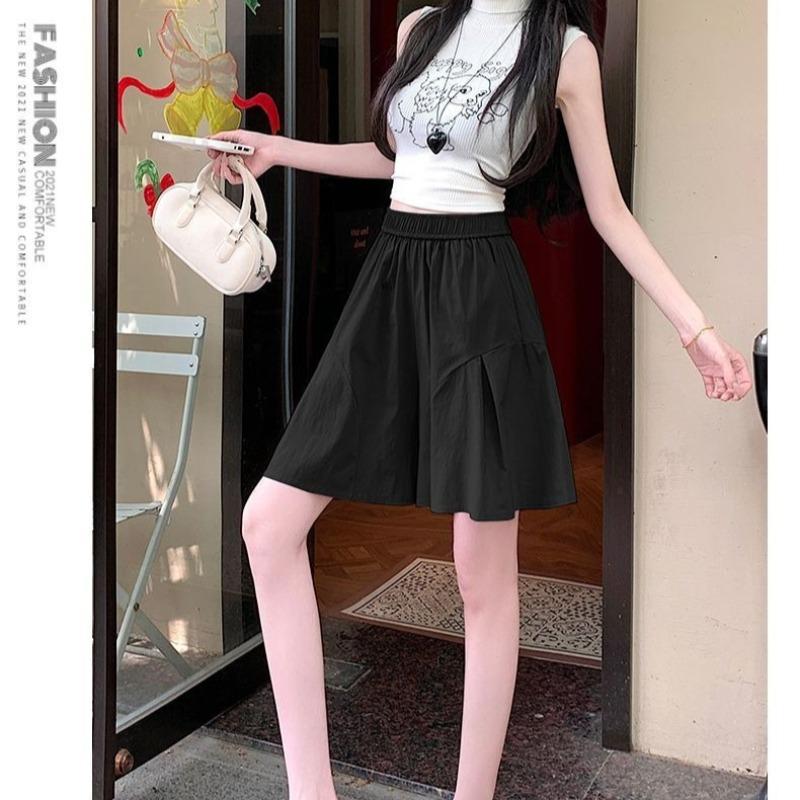 Summer Women Shorts Elastic Waist Wide Leg Loose Fit Casual Short Pants