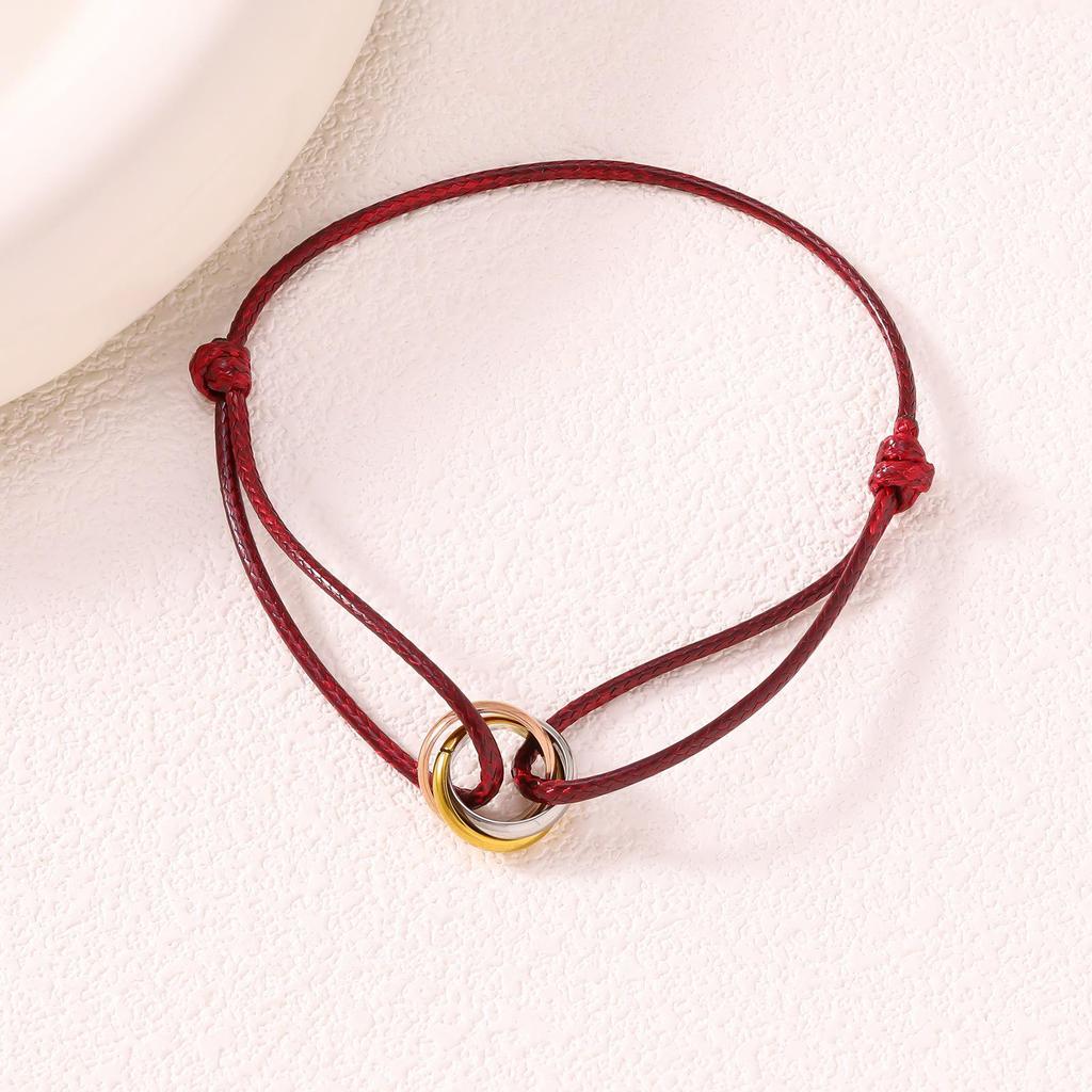 Minimalistisches Verstellbares Drei-Ring-Webarmband - Trendiger Hochwertiger Paarschmuck