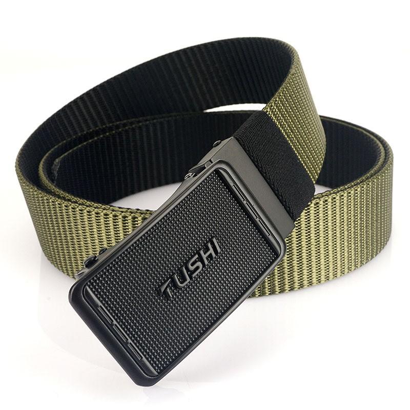Men's Nylon Canvas Belt Rotating Automatic Buckle Casual All-matching Double-sided Color Overalls Strap