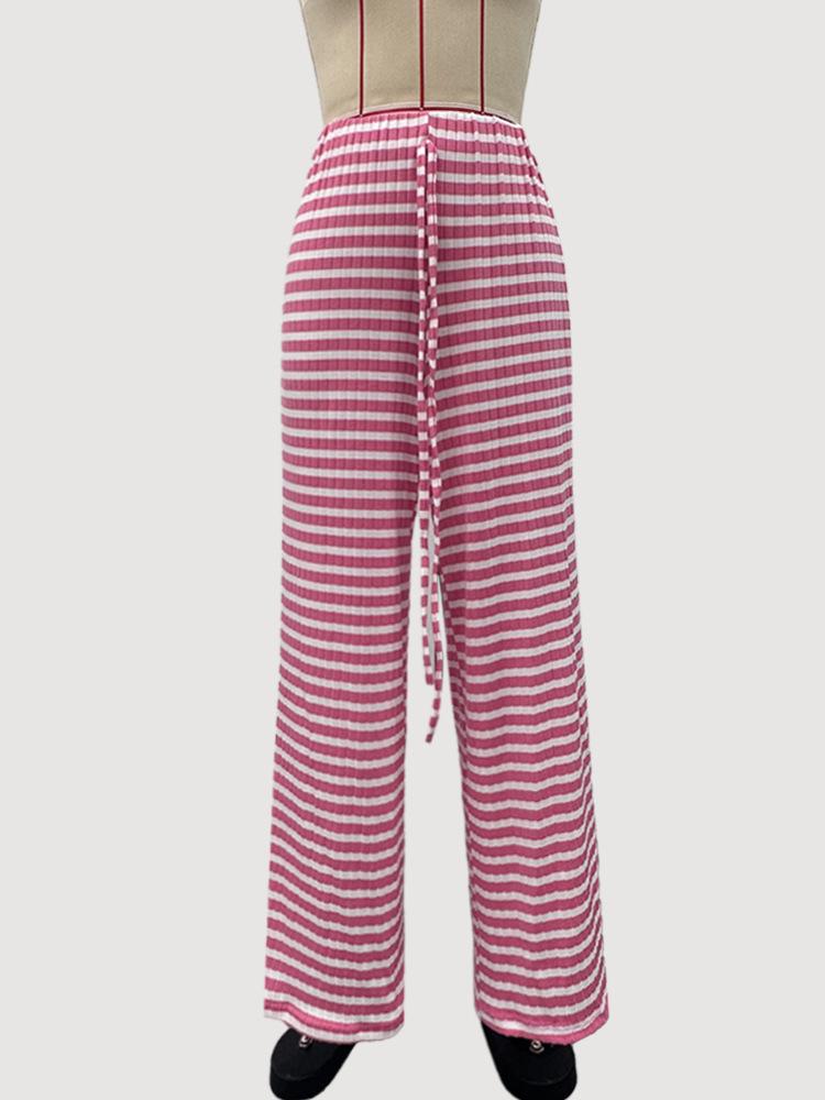 2026 Autumn/Winter Women's Casual Striped Cotton Drawstring Pants
