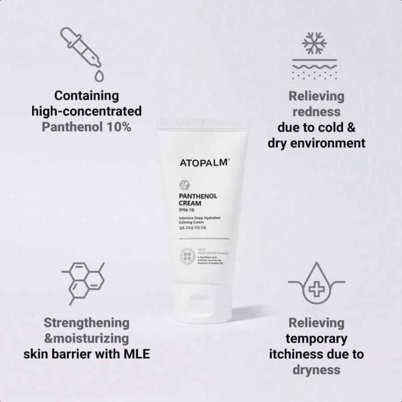 Atopalm Krem Panthenol 80ml , Głęboko Nawilżający Krem do Twarzy Łagodzący Swędzenie, Krem Uspokajający Swędzenie dla Skóry Wrażliwej i Suchej z Panthenolem