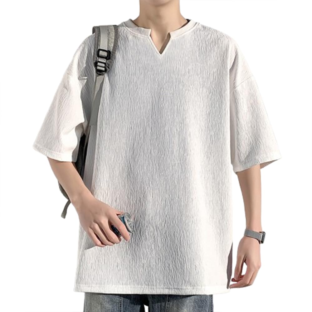

summer short sleeve large light and soft fashion spring and summer [Aaronlive] Men s T-shirt, V-neck, fashionable, casual, size, texture, silhouette,