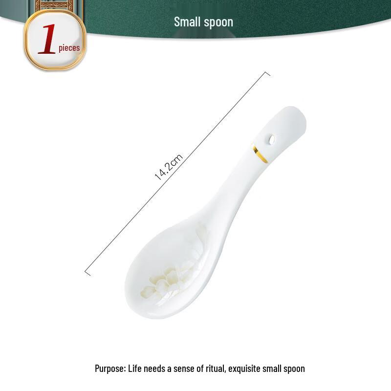 Tangshan Bone China Long Handle Soup Spoon - Ceramic Tableware Ladle Spoon