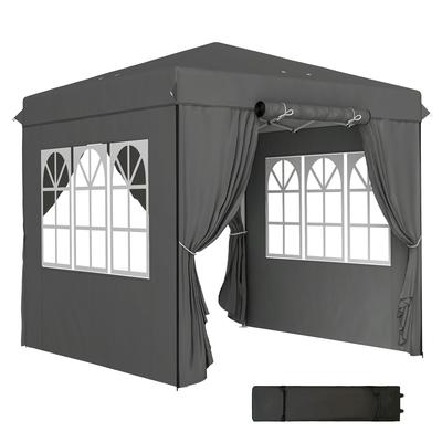 2,5 x 2,5 m Pop-Up Pavillon mit Seitenwänden und Tragetasche, UPF50+ Höhenverstellbares Garten Zelt, Dunkelgrau