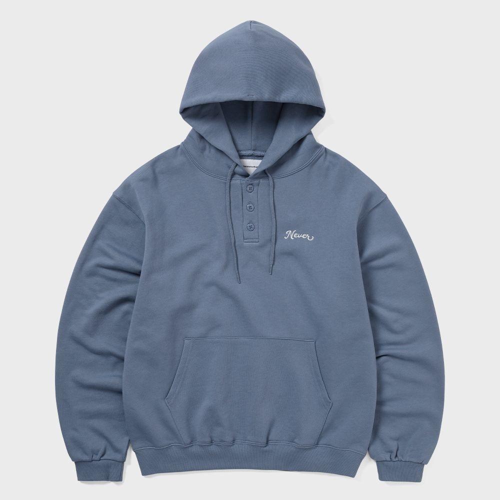 ThIs Is Never That Quarter Button Hoodie Steel Blue S