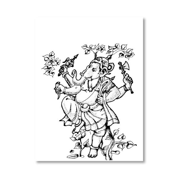 Hinduismus Hindu Gott Ganesha Maske Poster Religion Symbol Kunst Leinwandbild Schwarz Weiß Bilder Heimdeko Wandkunst Drucke Ohne Rahmen