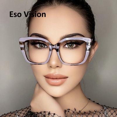 Eso Vision Quadratische Lesebrille mit Rezept Anti-Blaulicht-Gläser Leicht Frau Mann Mode Damen Kurzsichtigkeitsbrille Fassung 2.0 4.0 6.0