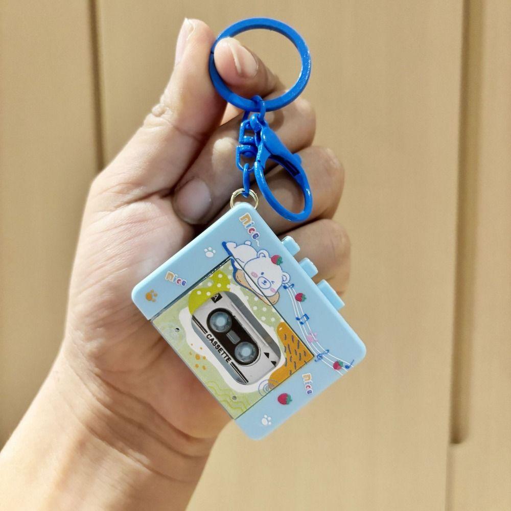 Cassette Recorder Recording Music Box Pendant With music Retro Tape Recorder Keychain   Backpack