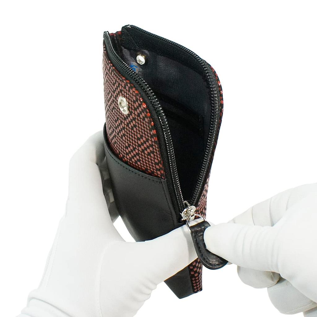 Indenya Inden Sacoche Smartphone Pochette Smartphone Case Deerskin Black X Red Lacquer Small Checkered Pattern Custom Color 5027-21-167