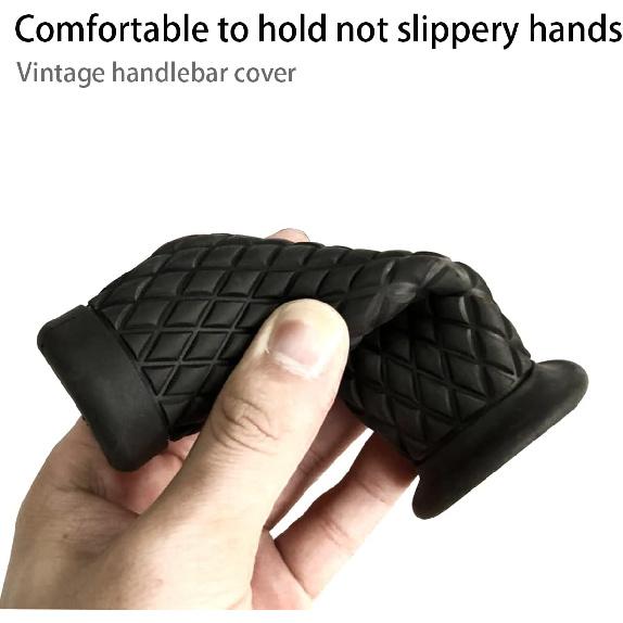 Motorcycle Hand Grips, Non Slip Rubber Bar For 7/8" 22Mm/24Mm Handles, Vintage Motorbike Thruster Grip, Handlebar For Hand Comfort, Universal For