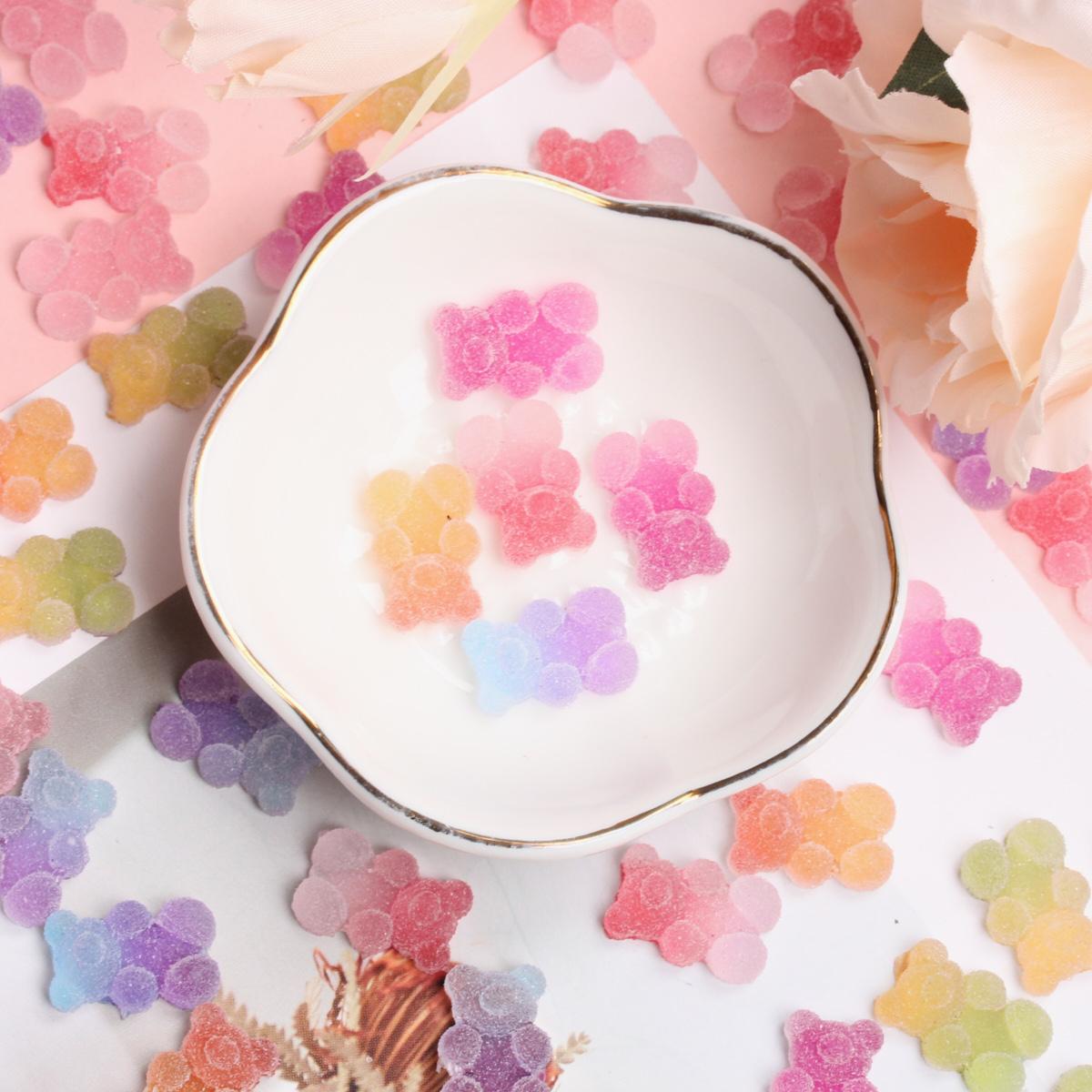 

100шт твердая текстура смолы патч мультфильм без отверстия DIY ювелирные аксессуары имитация мягкого медведя постепенного цвета бусины чехол для телефона материал декоративный