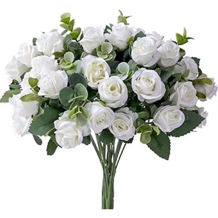 Eucalyptus & Small Roses Wedding Bouquet - Artificial Home Decoration