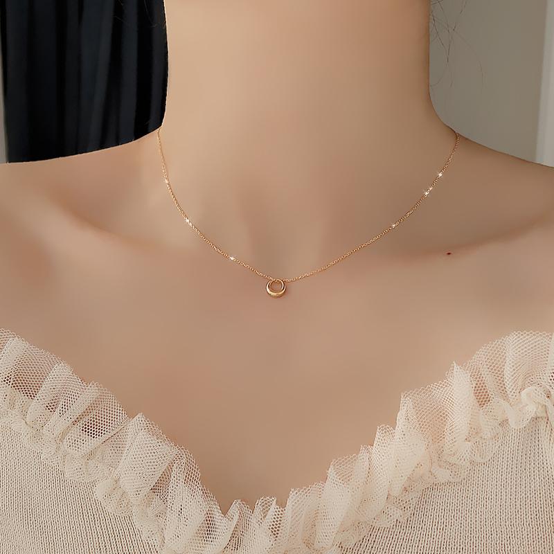

ANENJERY 2022 Новое поступление, геометрическое круглое ожерелье-цепочка на ключицу для женщин, лучшие подарки, ювелирные изделия 40cm add 5.5cm