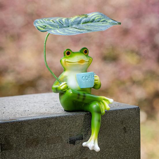 Yousheng Garden Frog Ornament Resin Sitting Frog Figurine Planter Decor Frog Statue for Flower Pots Balcony Patio Home Indoor Decoration