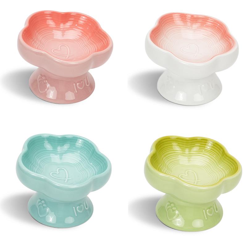 Heart-Shaped Ceramic Pet Water Bowl - Elevated, Splash-Proof, Moisture-Proof, Ideal for Cats and Dogs