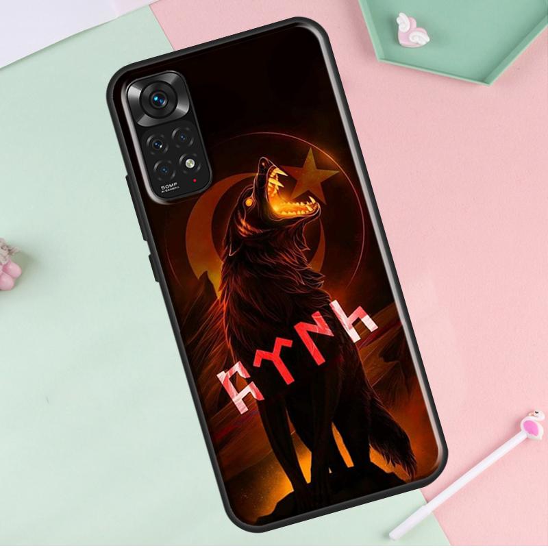 

Турецкий язык bozkurt серый волк для Redmi Note 12 Pro Plus Чехол для Redmi Note 10 8 9 11 Pro 12S 11S 10S 9S 9C 10C 12C Чехол Redmi Note 10 5G