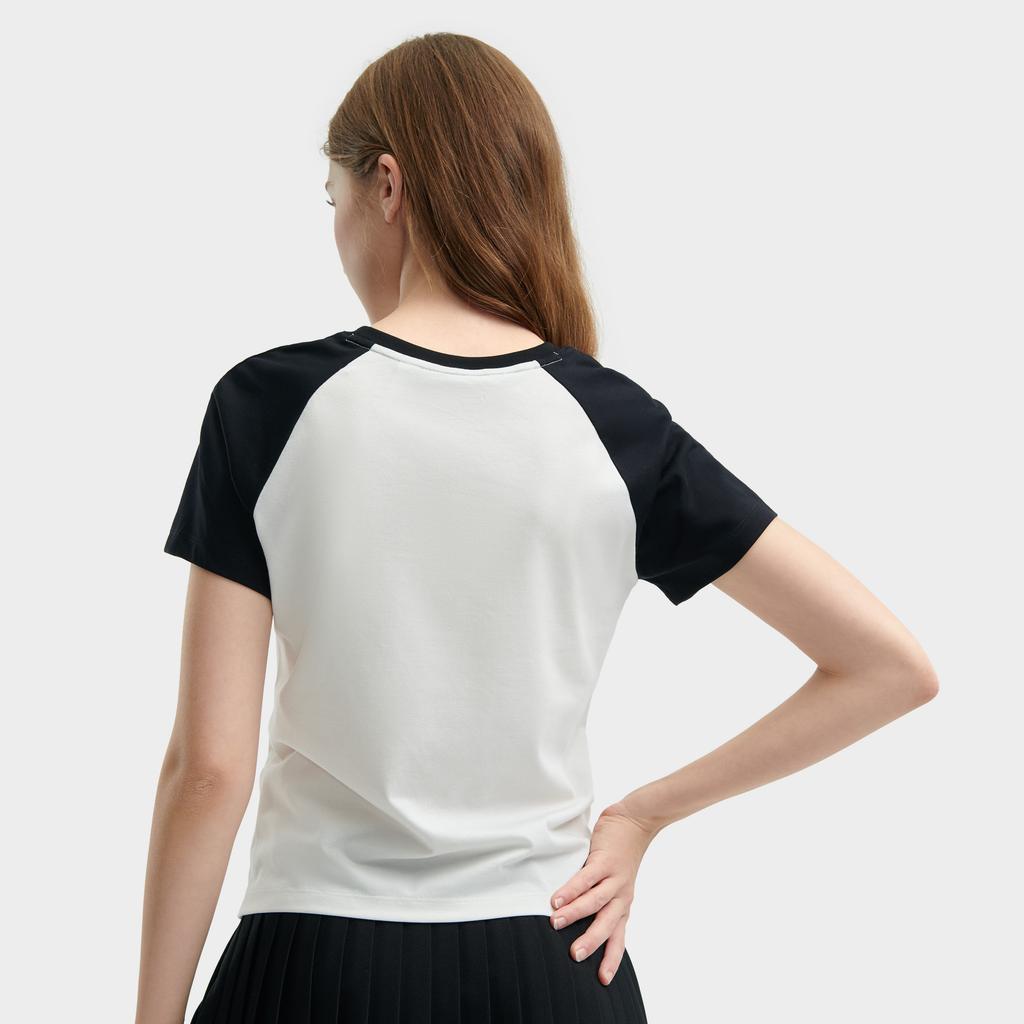 Fila Original Series Letter Round Neck Short Sleeve T-Shirt Women T-Shirts Black F11W429125FBK