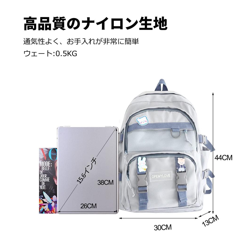 FANDARE Backpack for Men and Large Laptop Back for Middle High and College Perfect for and Nylon Cute Plush Toy and Button Badge Blue Women, Capacity,