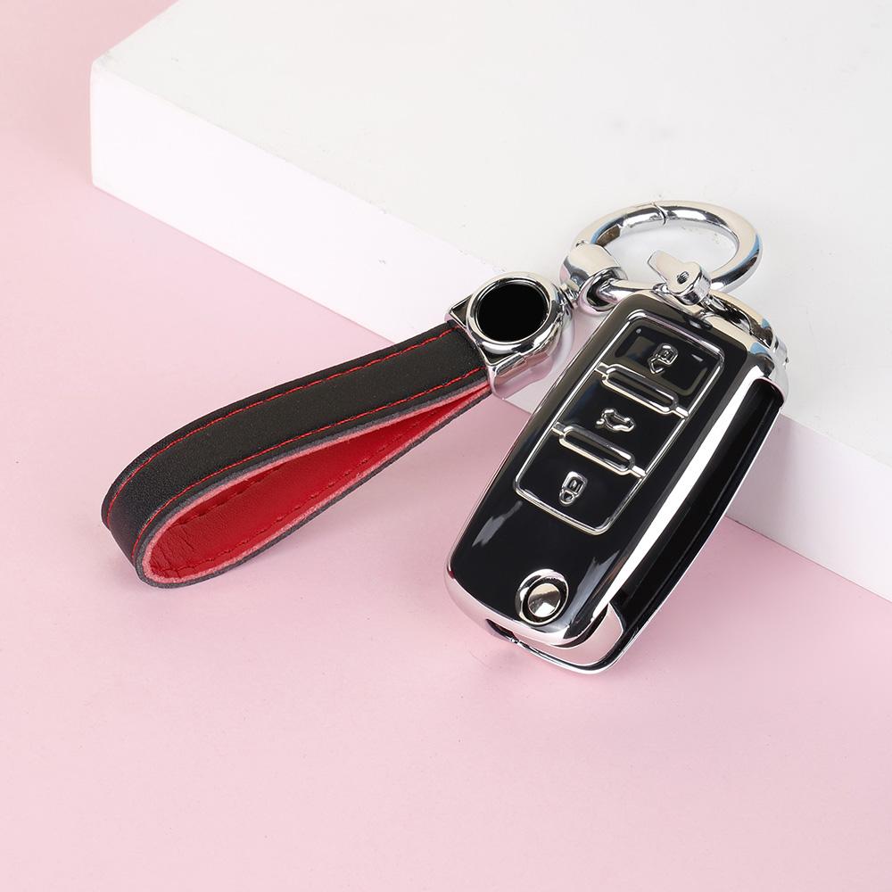 Car Key Cover Case Holder Keychain For Vw Volkswagen Polo Golf Passat Beetle Caddy T5 Up Eos Tiguan Jetta For Skoda Octavia A5