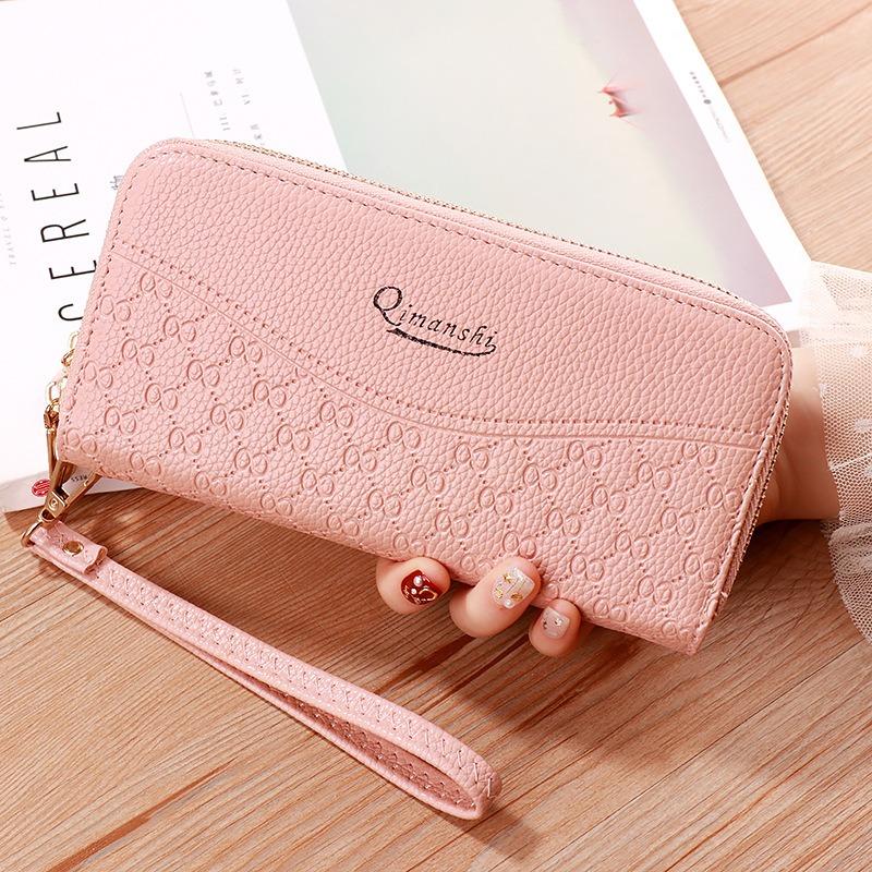 Fashionable Lychee Patterned Multi Slot Mobile Phone Bag with Double Zipper Wallet for Women