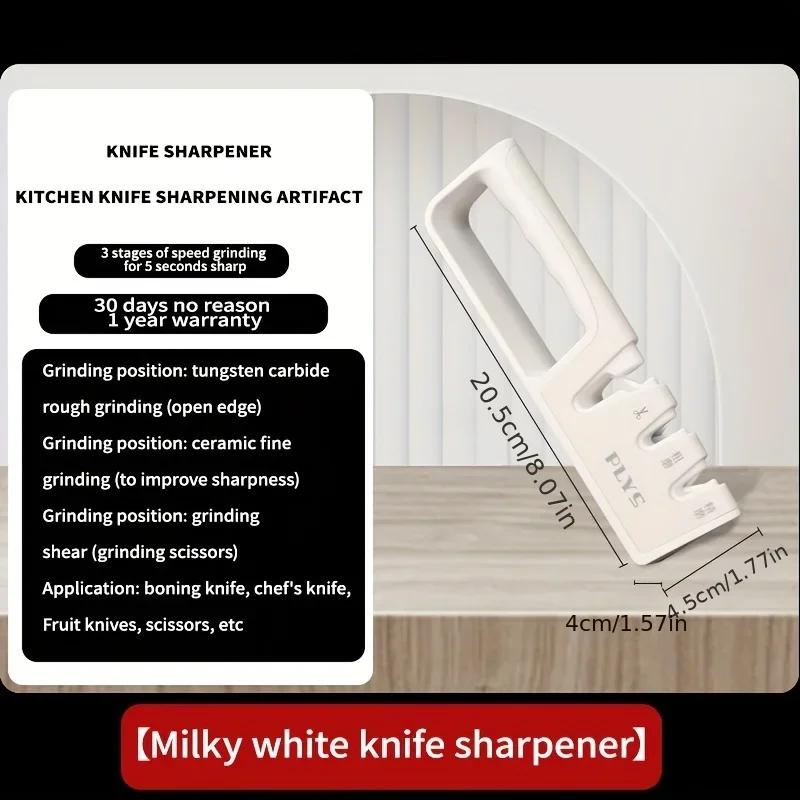 

Точилка для кухонных ножей Многофункциональная бытовая ручная трехцелевая точилка для ножей со встроенным камнем M